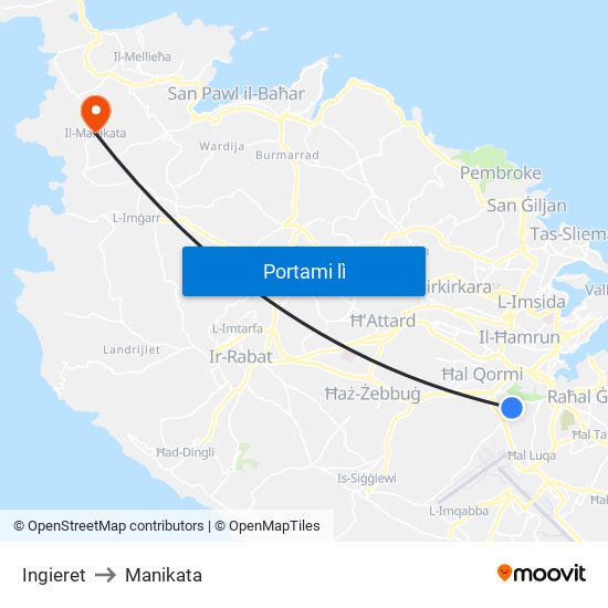 Ingieret to Manikata map