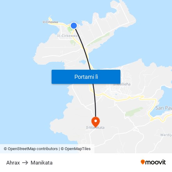Ahrax to Manikata map