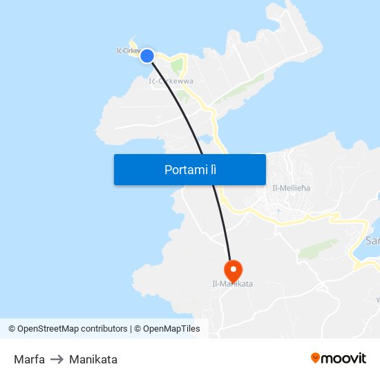 Marfa to Manikata map