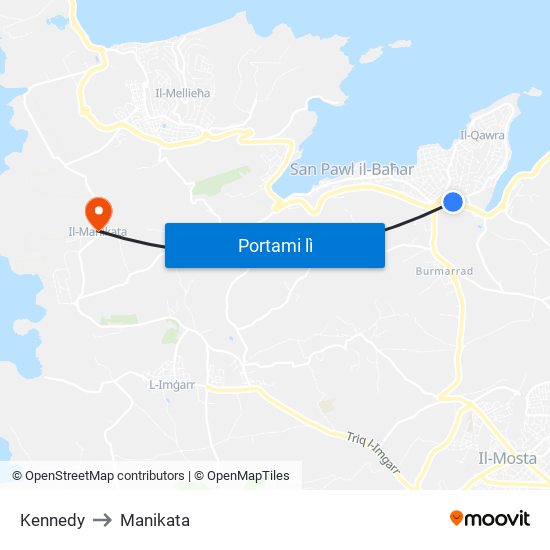Kennedy to Manikata map