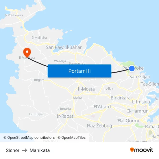 Sisner to Manikata map