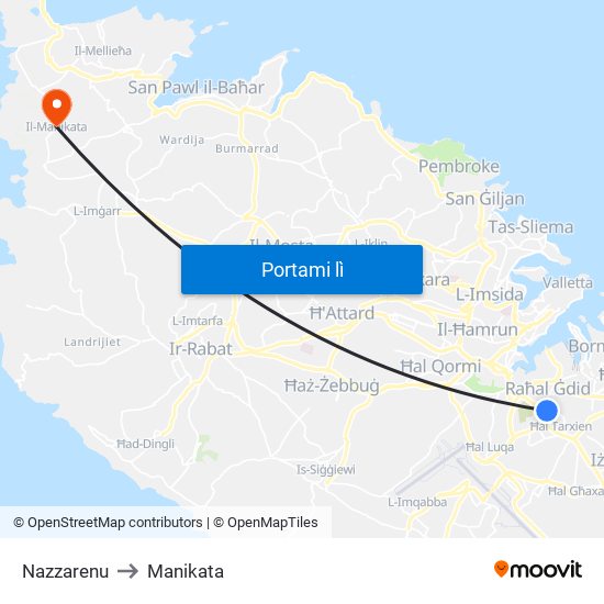 Nazzarenu to Manikata map