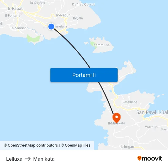 Lelluxa to Manikata map