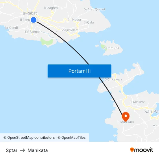 Sptar to Manikata map