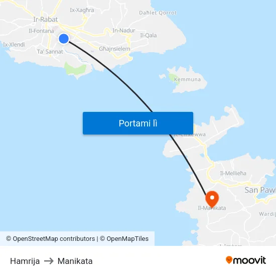 Hamrija to Manikata map