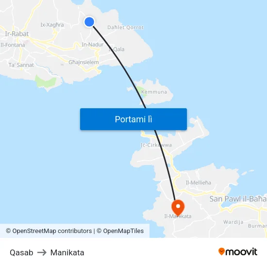 Qasab to Manikata map