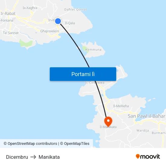 Dicembru to Manikata map