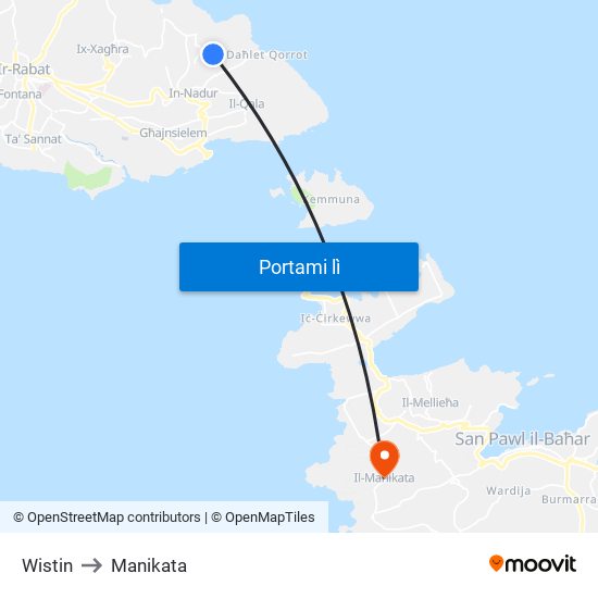 Wistin to Manikata map