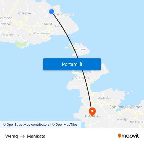 Weraq to Manikata map