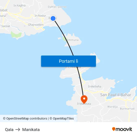 Qala to Manikata map