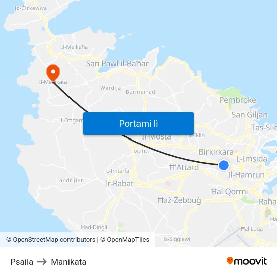 Psaila to Manikata map