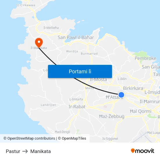 Pastur to Manikata map