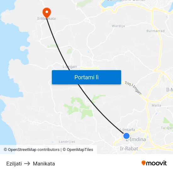 Eziljati to Manikata map