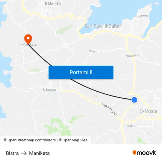 Bistra to Manikata map