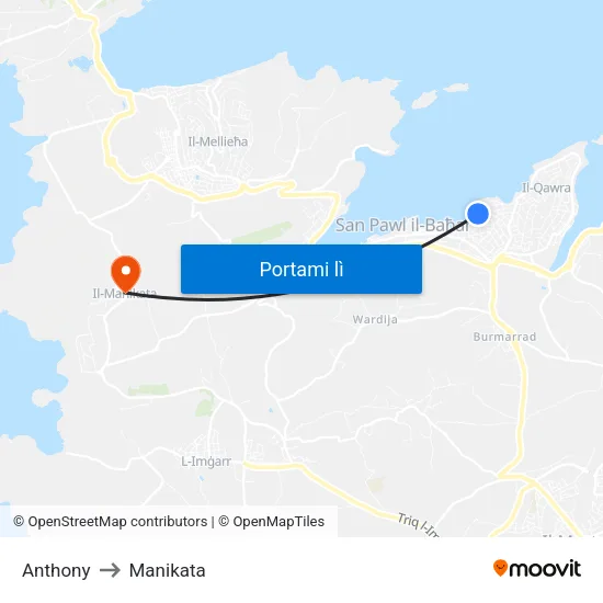 Anthony to Manikata map