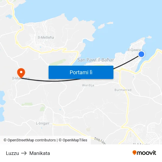 Luzzu to Manikata map
