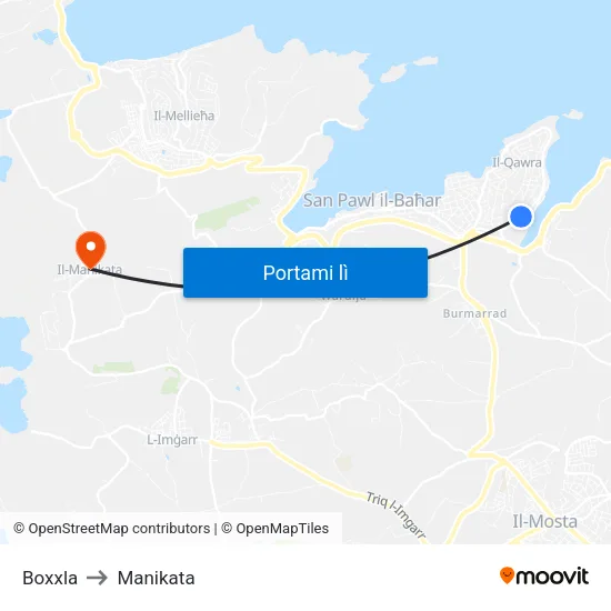 Boxxla to Manikata map