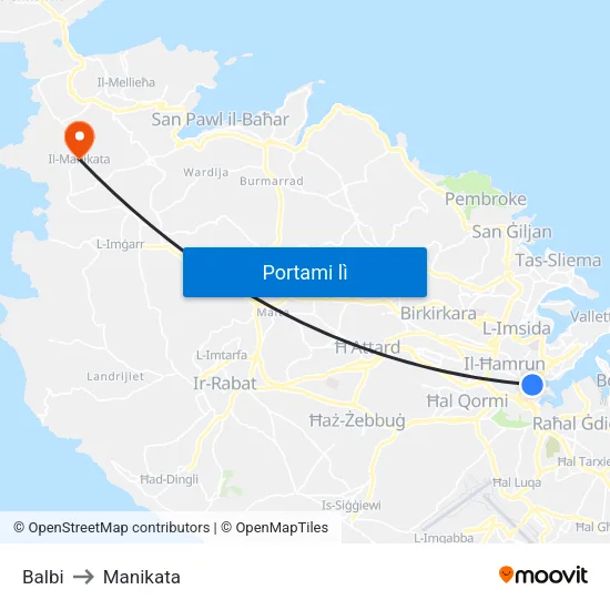 Balbi to Manikata map