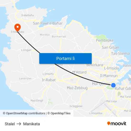 Stalel to Manikata map