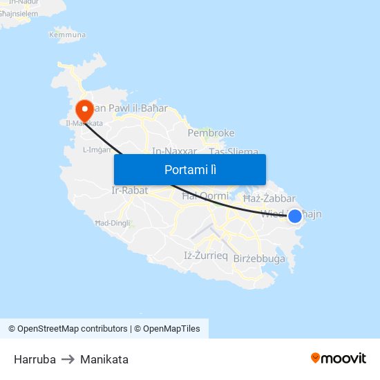 Harruba to Manikata map