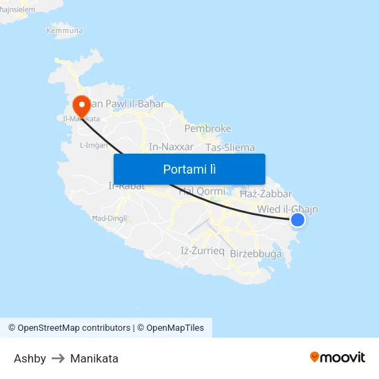 Ashby to Manikata map