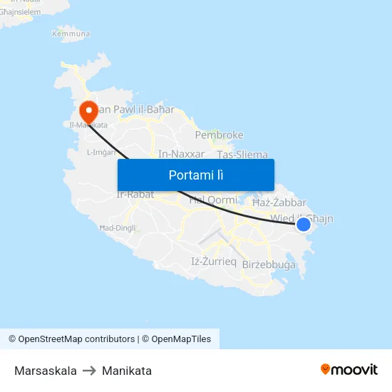 Marsaskala to Manikata map