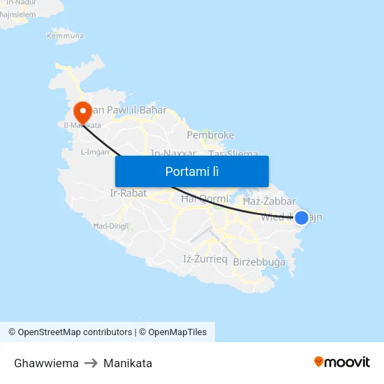 Ghawwiema to Manikata map