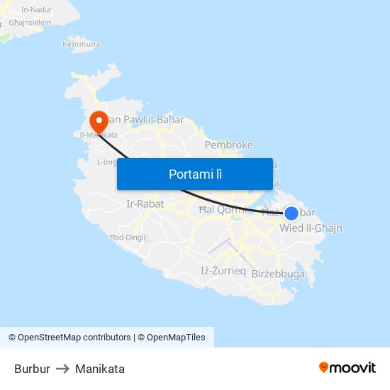 Burbur to Manikata map