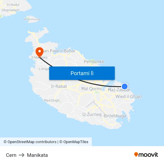 Cern to Manikata map