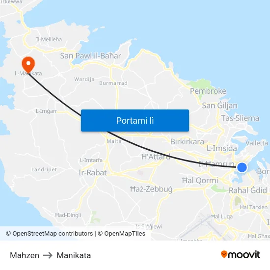 Mahzen to Manikata map