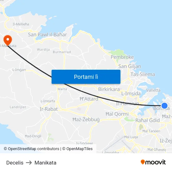Decelis to Manikata map