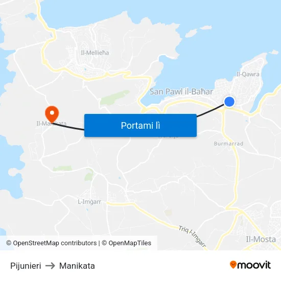 Pijunieri to Manikata map