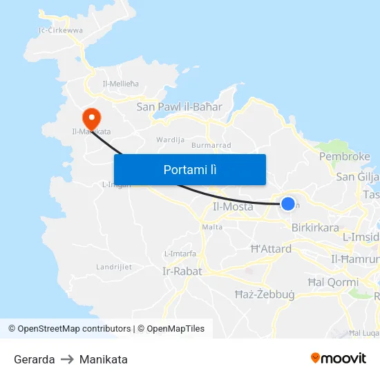 Gerarda to Manikata map