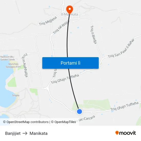 Banjijiet to Manikata map