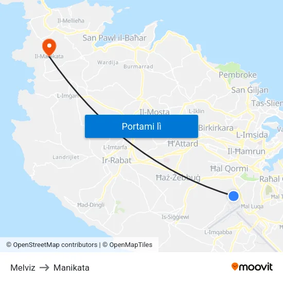 Melviz to Manikata map