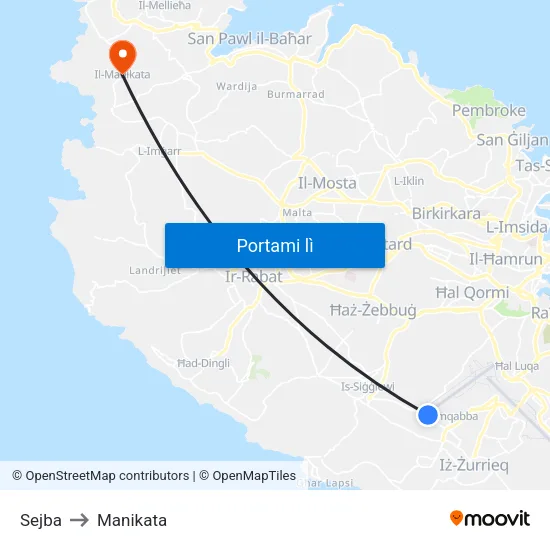 Sejba to Manikata map