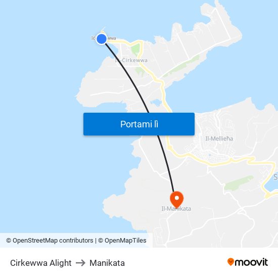 Cirkewwa Alight to Manikata map