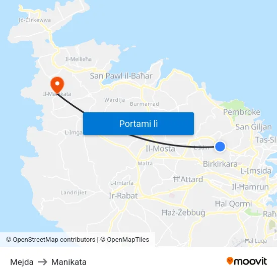 Mejda to Manikata map