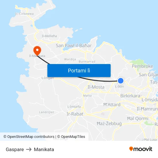 Gaspare to Manikata map