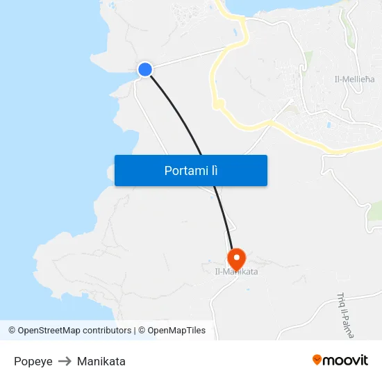 Popeye to Manikata map
