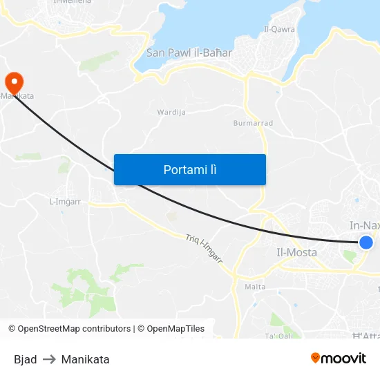 Bjad to Manikata map