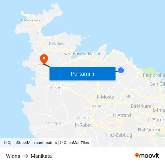 Widna to Manikata map