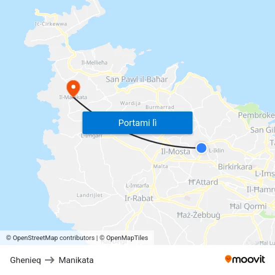 Ghenieq to Manikata map