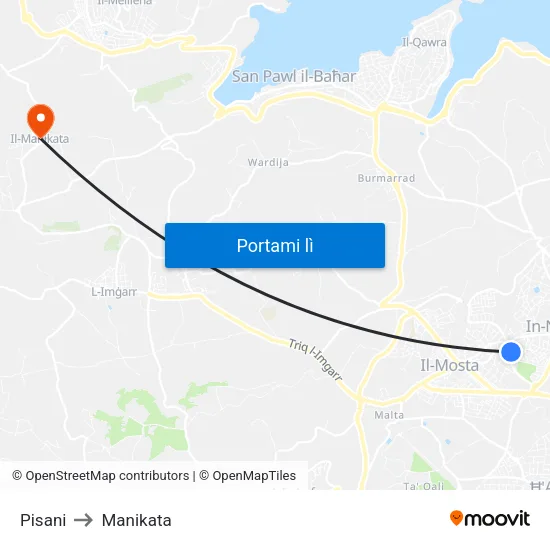 Pisani to Manikata map