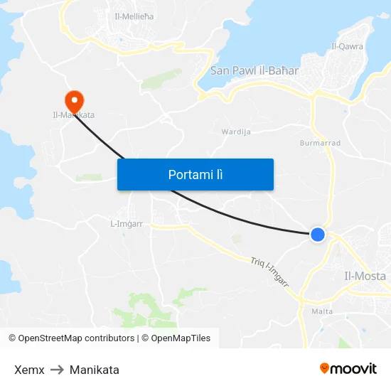 Xemx to Manikata map