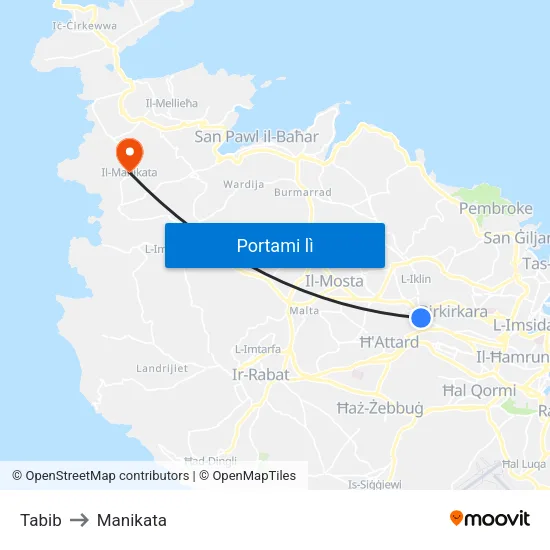 Tabib to Manikata map