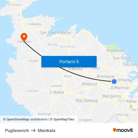 Pugliesevich to Manikata map