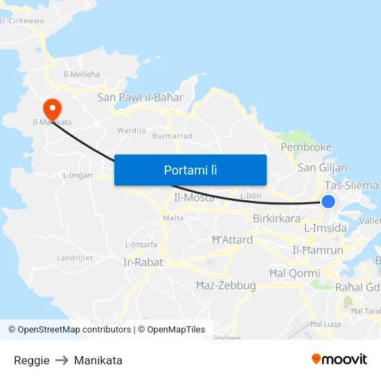 Reggie to Manikata map