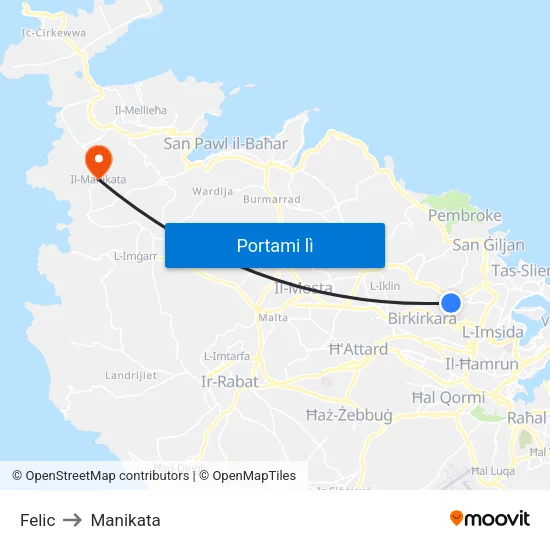 Felic to Manikata map