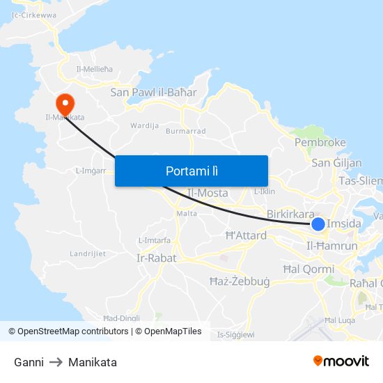 Ganni to Manikata map